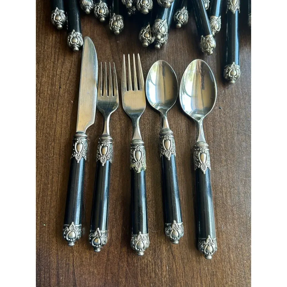 38 piece set Hampton Silversmiths San Remo Black stainless steel flatware
